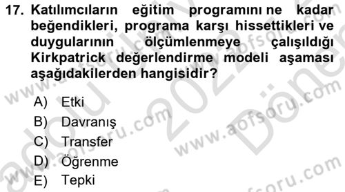 Acil Durum ve Afet Farkındalık Eğitimi Dersi 2022 - 2023 Yılı (Final) Dönem Sonu Sınav Soruları 17. Soru