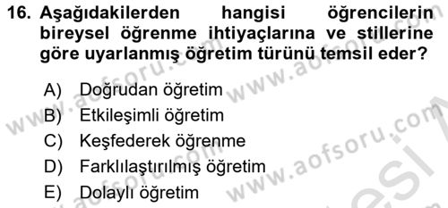 Acil Durum ve Afet Farkındalık Eğitimi Dersi Ara Sınavı Deneme Sınav Soruları 16. Soru