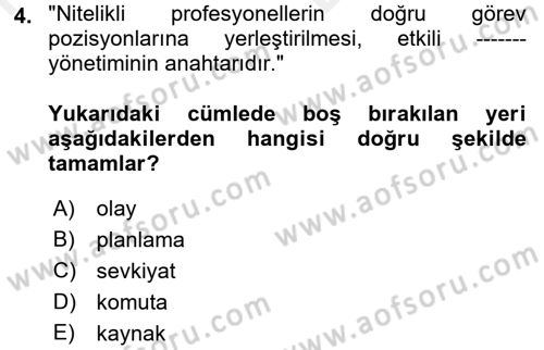 Afet Tıbbı ve Yönetim İlkeleri Dersi 2017 - 2018 Yılı (Vize) Ara Sınav Soruları 4. Soru
