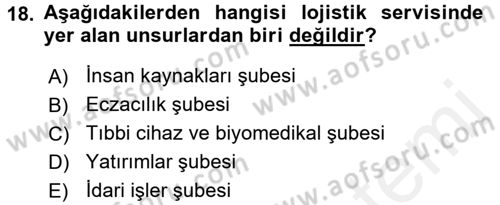 Afet Tıbbı ve Yönetim İlkeleri Dersi 2017 - 2018 Yılı (Final) Dönem Sonu Sınav Soruları 18. Soru