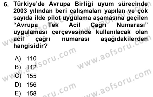 Afet Tıbbı ve Yönetim İlkeleri Dersi 2017 - 2018 Yılı (Final) Dönem Sonu Sınav Soruları 6. Soru