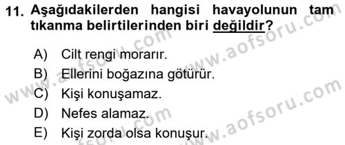 Afet Tıbbı ve Yönetim İlkeleri Dersi 2018 - 2019 Yılı (Final) Dönem Sonu Sınav Soruları 11. Soru