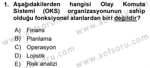 Afet Tıbbı ve Yönetim İlkeleri Dersi 2018 - 2019 Yılı Yaz Okulu Sınav Soruları 1. Soru