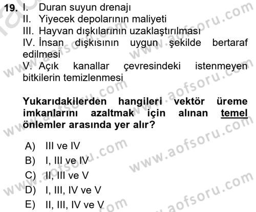 Afet Tıbbı ve Yönetim İlkeleri Dersi 2020 - 2021 Yılı Yaz Okulu Sınav Soruları 19. Soru
