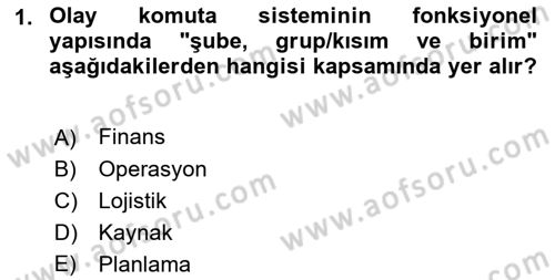 Afet Tıbbı ve Yönetim İlkeleri Dersi 2021 - 2022 Yılı (Vize) Ara Sınav Soruları 1. Soru