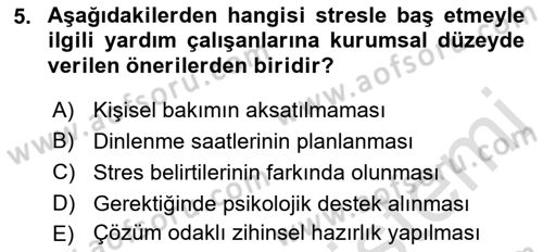 Afet Tıbbı ve Yönetim İlkeleri Dersi 2021 - 2022 Yılı Yaz Okulu Sınav Soruları 5. Soru