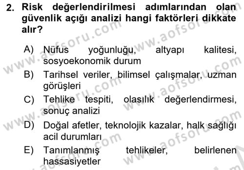 Afet Tıbbı ve Yönetim İlkeleri Dersi 2023 - 2024 Yılı (Vize) Ara Sınav Soruları 2. Soru