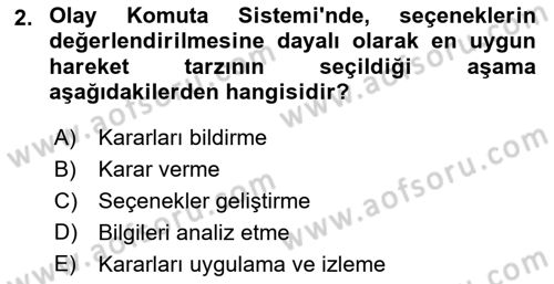 Afet Tıbbı ve Yönetim İlkeleri Dersi 2023 - 2024 Yılı (Final) Dönem Sonu Sınav Soruları 2. Soru