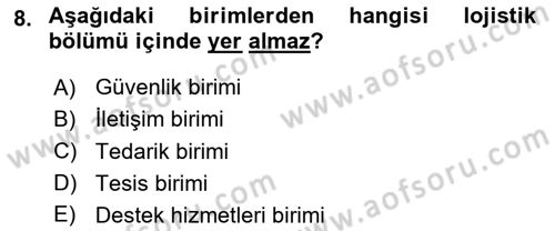 Afet Tıbbı ve Yönetim İlkeleri Dersi 2025 - 2026 Yılı (Vize) Ara Sınav Soruları 8. Soru