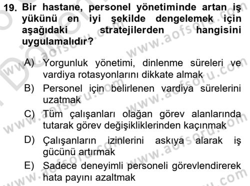 Afet Tıbbı ve Yönetim İlkeleri Dersi 2025 - 2026 Yılı (Final) Dönem Sonu Sınav Soruları 19. Soru