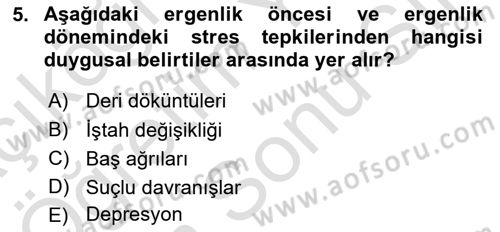 Afet Tıbbı ve Yönetim İlkeleri Dersi 2025 - 2026 Yılı (Final) Dönem Sonu Sınav Soruları 5. Soru