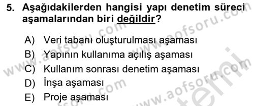 Afet Yönetimi 1 Dersi 2025 - 2026 Yılı Yaz Okulu Sınav Soruları 5. Soru