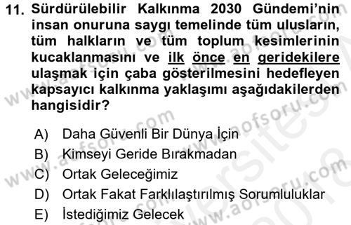 Afet Yönetimi 2 Dersi 2017 - 2018 Yılı (Final) Dönem Sonu Sınav Soruları 11. Soru