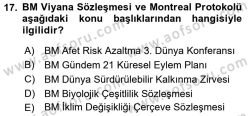 Afet Yönetimi 2 Dersi 2018 - 2019 Yılı 3 Ders Sınav Soruları 17. Soru