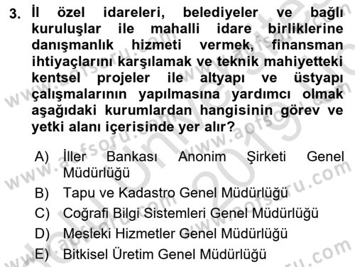 Afet Yönetimi 2 Dersi 2018 - 2019 Yılı 3 Ders Sınav Soruları 3. Soru