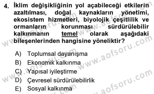 Afet Yönetimi 2 Dersi 2018 - 2019 Yılı 3 Ders Sınav Soruları 4. Soru