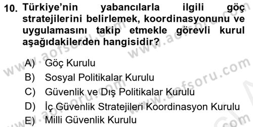 Afet Yönetimi 2 Dersi 2018 - 2019 Yılı (Vize) Ara Sınav Soruları 10. Soru