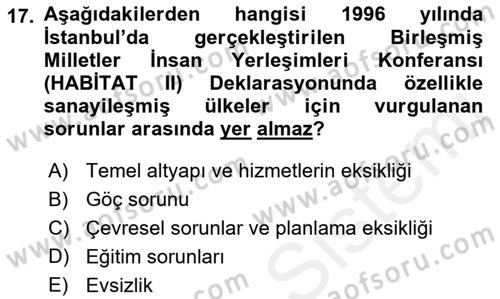 Afet Yönetimi 2 Dersi 2018 - 2019 Yılı (Final) Dönem Sonu Sınav Soruları 17. Soru
