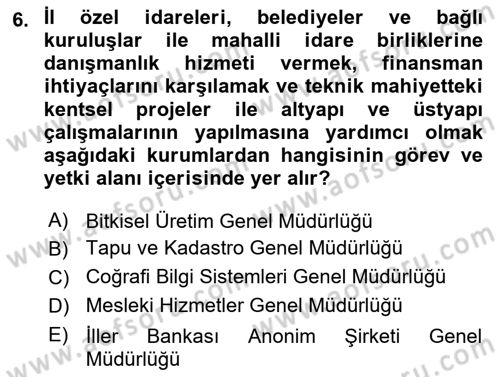 Afet Yönetimi 2 Dersi 2018 - 2019 Yılı (Final) Dönem Sonu Sınav Soruları 6. Soru