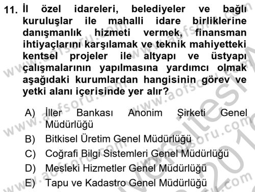 Afet Yönetimi 2 Dersi 2018 - 2019 Yılı Yaz Okulu Sınav Soruları 11. Soru