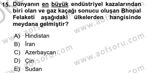 Afet Yönetimi 2 Dersi 2018 - 2019 Yılı Yaz Okulu Sınav Soruları 15. Soru