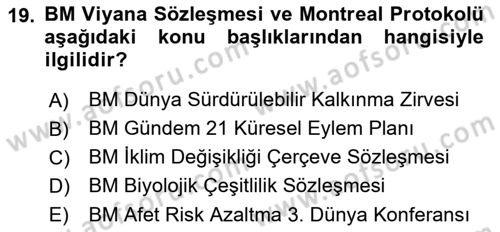 Afet Yönetimi 2 Dersi 2018 - 2019 Yılı Yaz Okulu Sınav Soruları 19. Soru