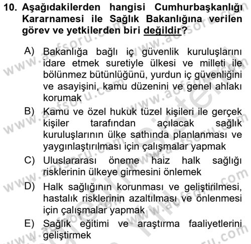 Afet Yönetimi 2 Dersi 2020 - 2021 Yılı Yaz Okulu Sınav Soruları 10. Soru