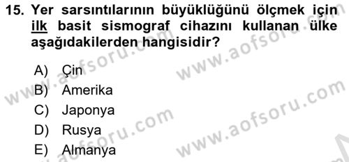 Afet Yönetimi 2 Dersi 2020 - 2021 Yılı Yaz Okulu Sınav Soruları 15. Soru