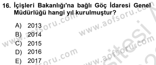 Afet Yönetimi 2 Dersi 2021 - 2022 Yılı (Vize) Ara Sınav Soruları 16. Soru
