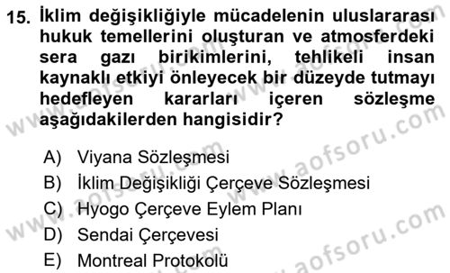 Afet Yönetimi 2 Dersi 2021 - 2022 Yılı (Final) Dönem Sonu Sınav Soruları 15. Soru