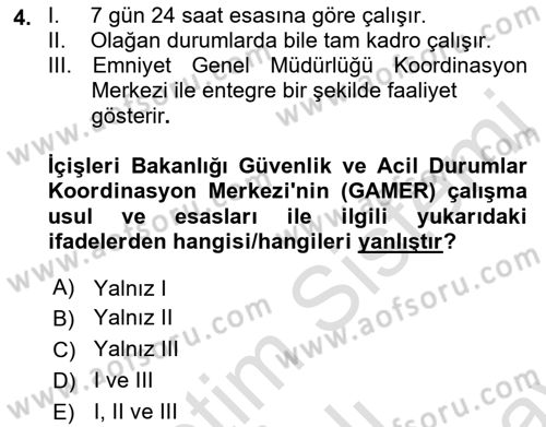 Afet Yönetimi 2 Dersi 2021 - 2022 Yılı (Final) Dönem Sonu Sınav Soruları 4. Soru