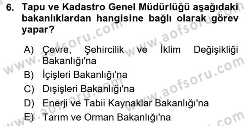 Afet Yönetimi 2 Dersi 2021 - 2022 Yılı (Final) Dönem Sonu Sınav Soruları 6. Soru