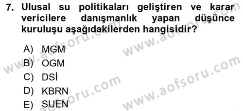 Afet Yönetimi 2 Dersi 2021 - 2022 Yılı (Final) Dönem Sonu Sınav Soruları 7. Soru