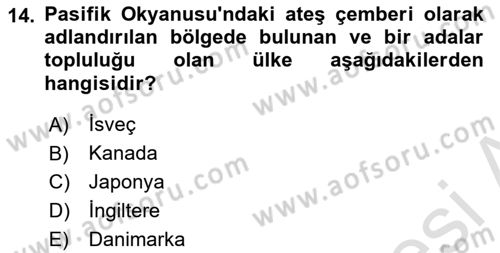 Afet Yönetimi 2 Dersi 2021 - 2022 Yılı Yaz Okulu Sınav Soruları 14. Soru