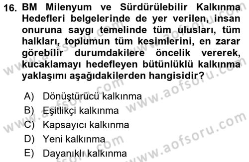 Afet Yönetimi 2 Dersi 2022 - 2023 Yılı Yaz Okulu Sınav Soruları 16. Soru