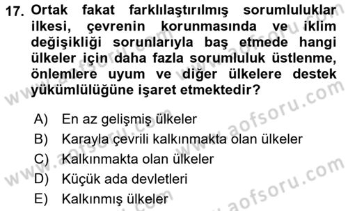 Afet Yönetimi 2 Dersi 2022 - 2023 Yılı Yaz Okulu Sınav Soruları 17. Soru
