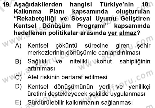 Afet Yönetimi 2 Dersi 2022 - 2023 Yılı Yaz Okulu Sınav Soruları 19. Soru