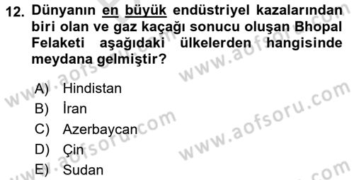 Afet Yönetimi 2 Dersi 2023 - 2024 Yılı (Final) Dönem Sonu Sınav Soruları 12. Soru