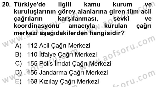 Afet Yönetimi 2 Dersi 2024 - 2025 Yılı (Vize) Ara Sınav Soruları 20. Soru