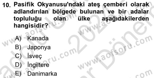 Afet Yönetimi 2 Dersi 2024 - 2025 Yılı (Final) Dönem Sonu Sınav Soruları 10. Soru