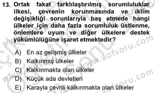 Afet Yönetimi 2 Dersi 2024 - 2025 Yılı (Final) Dönem Sonu Sınav Soruları 13. Soru