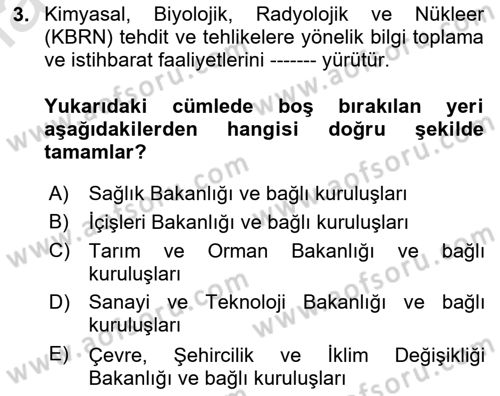 Afet Yönetimi 2 Dersi 2024 - 2025 Yılı Yaz Okulu Sınav Soruları 3. Soru