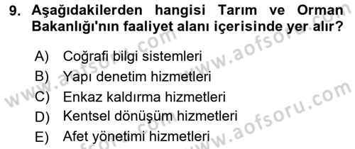 Afet Yönetimi 2 Dersi 2024 - 2025 Yılı Yaz Okulu Sınav Soruları 9. Soru