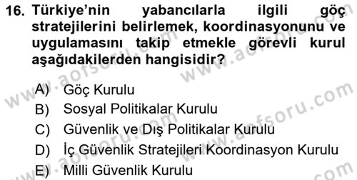 Afet Yönetimi 2 Dersi 2025 - 2026 Yılı (Vize) Ara Sınav Soruları 16. Soru