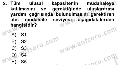 Afet Yönetimi 2 Dersi 2025 - 2026 Yılı (Final) Dönem Sonu Sınav Soruları 2. Soru