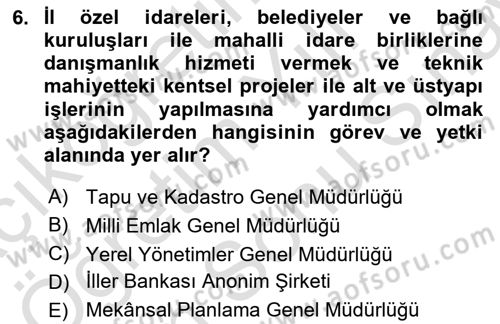 Afet Yönetimi 2 Dersi 2025 - 2026 Yılı (Final) Dönem Sonu Sınav Soruları 6. Soru