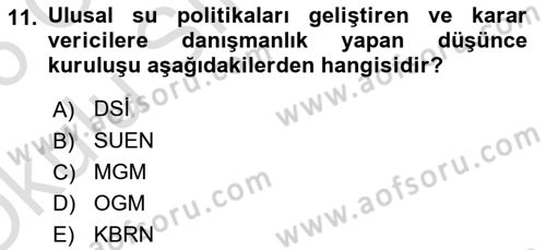 Afet Yönetimi 2 Dersi 2025 - 2026 Yılı Yaz Okulu Sınav Soruları 11. Soru