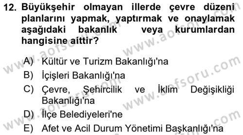 Afet Yönetimi 2 Dersi 2025 - 2026 Yılı Yaz Okulu Sınav Soruları 12. Soru