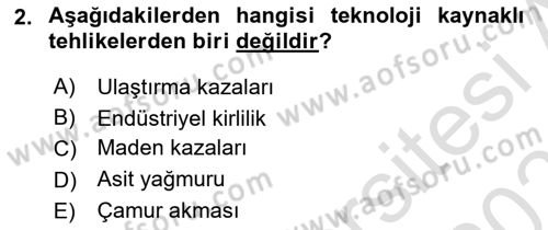 Afet Yönetimi 2 Dersi 2025 - 2026 Yılı Yaz Okulu Sınav Soruları 2. Soru