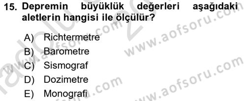 Arama Kurtarma Bilgisi ve Etik Değerler Dersi Ara Sınavı Deneme Sınav Soruları 15. Soru